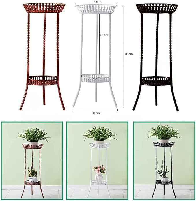 YANMENG Metal Iron High Plant Stand Indoor Outdoor, Sturdy Planter Stand, Corner Display Shelf, Weight Capacity 50 lbs（32in, Red Bronze