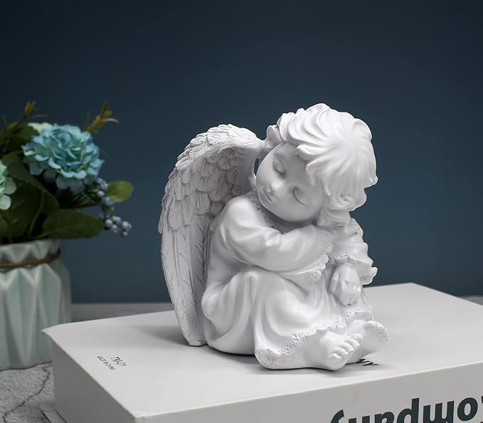 Praying Angels Figurine, Garden Angel Statues, Waterproof Kneeling Angel Sculpture, Outdoor Decor Ornament for Patio Lawn Yard Porch Decorations
