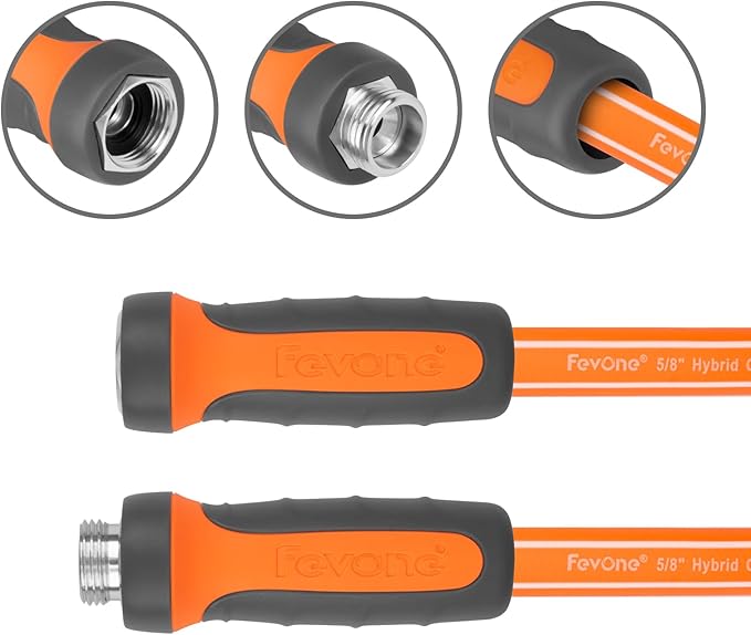 Fevone Garden Hose 80 ft., Lightweight Hybrid Water Hose, Flexible and Durable, Leak-Free Connections