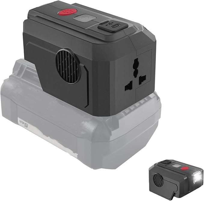 Power Inverter for Ryobi 40V Battery,200W Power Supply Inverter DC 40V to AC 110V, with Type C PD3.0 Output Port & USB Port & LED Lighting