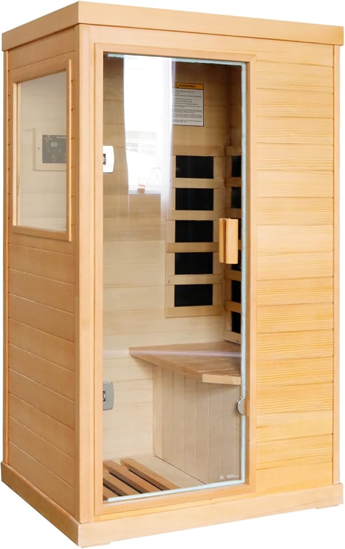 Far Infrared Sauna Home Sauna Indoor Sauna for One Person, Mini Dry Sauna with Low EMF 800W/110V Saunas Room,Inteligency Control Panel,Time and Temp Pre-Set,Canadian Hemlock Wood