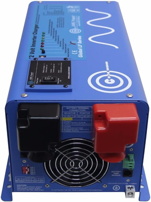 AIMS Power 1500 Watt 12 VDC Pure Sine Inverter Charger 120 VAC Output 50A Charger 30A Transfer Switch PICOGLF15W12V120VR