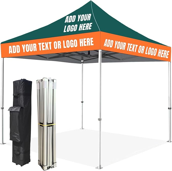 Custom Canopy Tent 10x10 with Logo, Personalized Pop Up Canopy Tent 10x10, Nano-Grade Water Repellent Heavy Duty for Business, w/Roller Bag (Canopy Top)