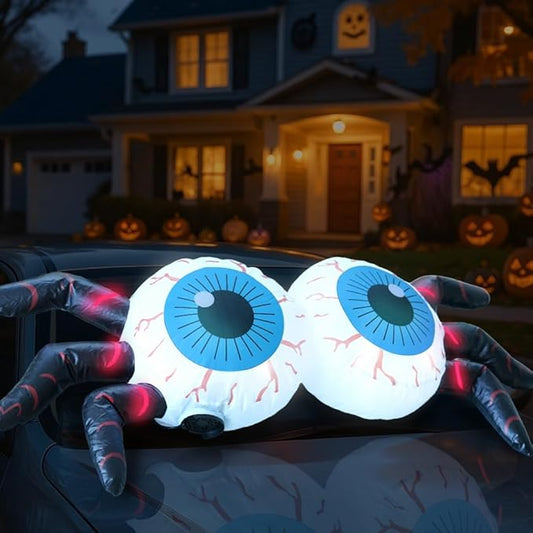 GARIG 4FT Halloween Inflatables Eyeballs Outdoor Decorations Build-in LEDs Lights Blow Up Yard Decorations for Garden Lawn Yard Decor