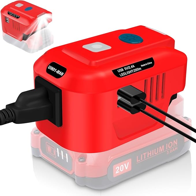 Power Inverter for Craftsman 20V Battery,150W Portable Power Supply Inverter DC 20V to AC 120V for Craftsman w/AC Outlet & LED Light (No Battery)