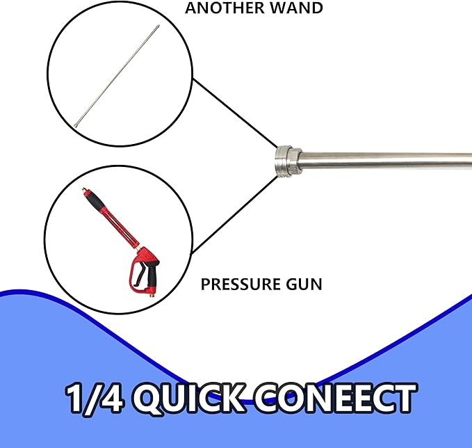 Hourleey Pressure Washer Extension Wand, 120 Inch (10ft) Stainless Steel with 1/4" Quick Connect Power Washer Lance, 2 Pack 60" Each Wand