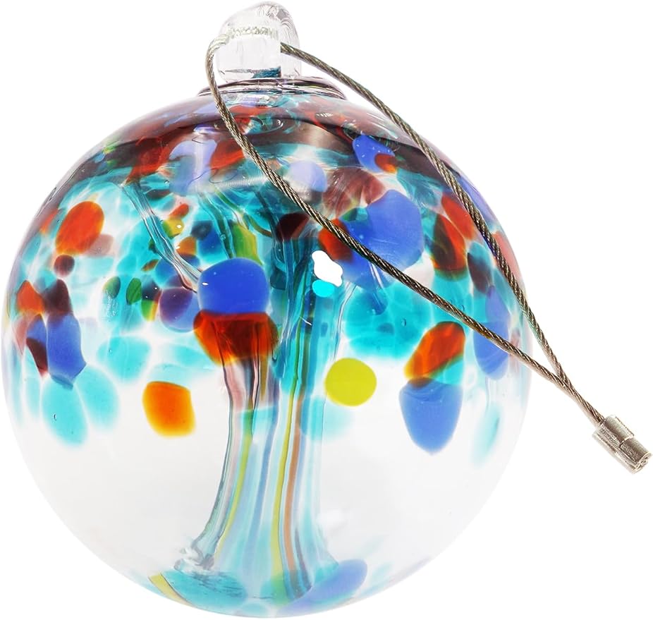 Dale Tiffany Hand Blown Glass, 6" Diameter Devotion, Tree of Life Collection, Witch Globe Hanging Garden Indoor/Outdoor Decorative Ornament Gazing Ball