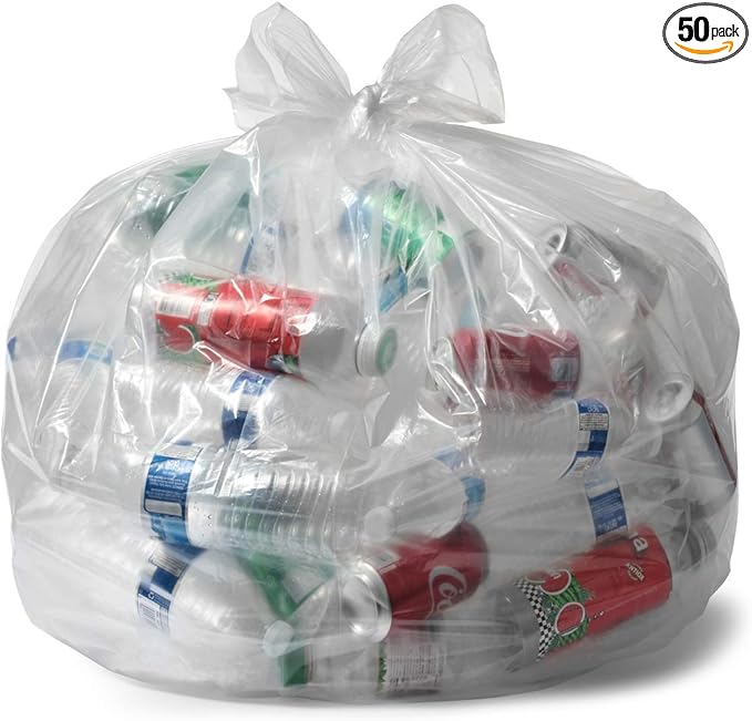 Aluf Plastics 45 Gallon 2.0 MIL Clear Garbage Bags - 40" x 46" - Pack of 50 - For Contractor, Industrial, Healthcare, & Municipal