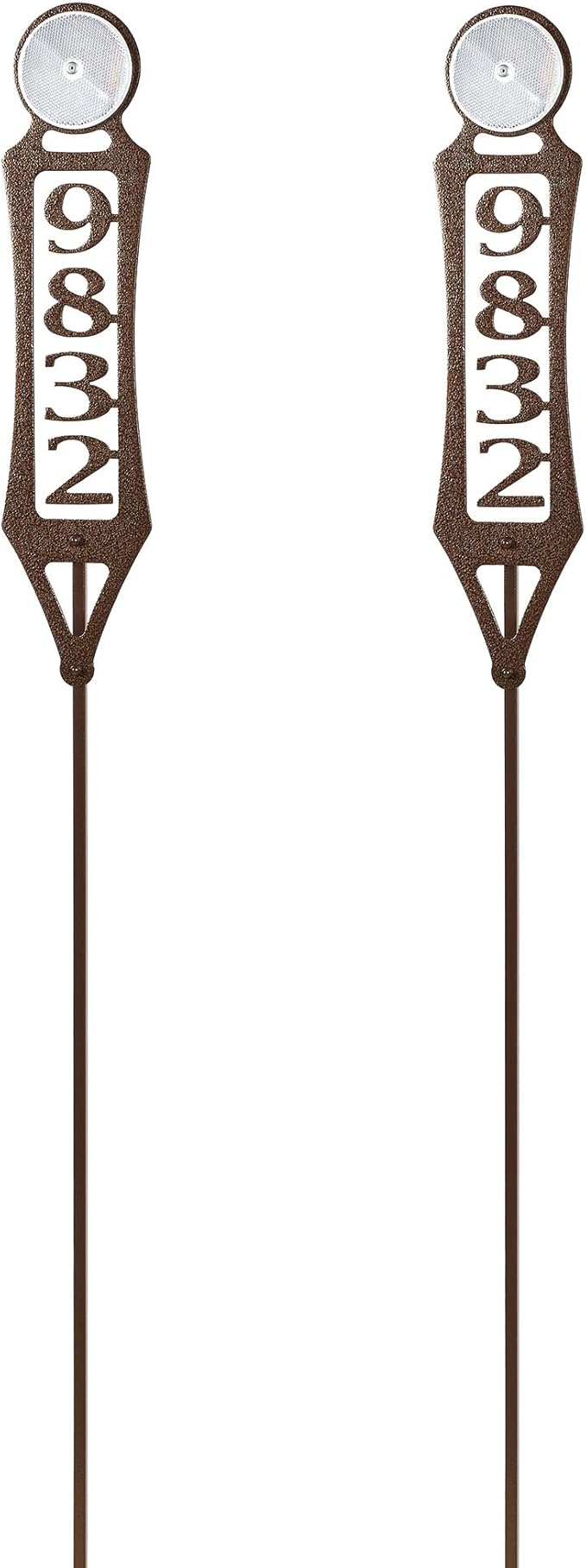 Pathways Vertical Custom Reflective Driveway Marker Set of Two | Personalize with 1-5 House Numbers or Last Name | Weathered Bronze Finish for Outdoors Year-Round | Address Reflector Stake Set