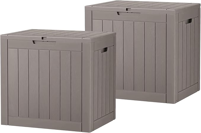 Outdoor Storage Box,2 Packs 31 Gallon Deck Box, Large Resin Storage Cabinet for Gardening Tools, Patio Pillow, Lockable, Waterproof and UV Resistant