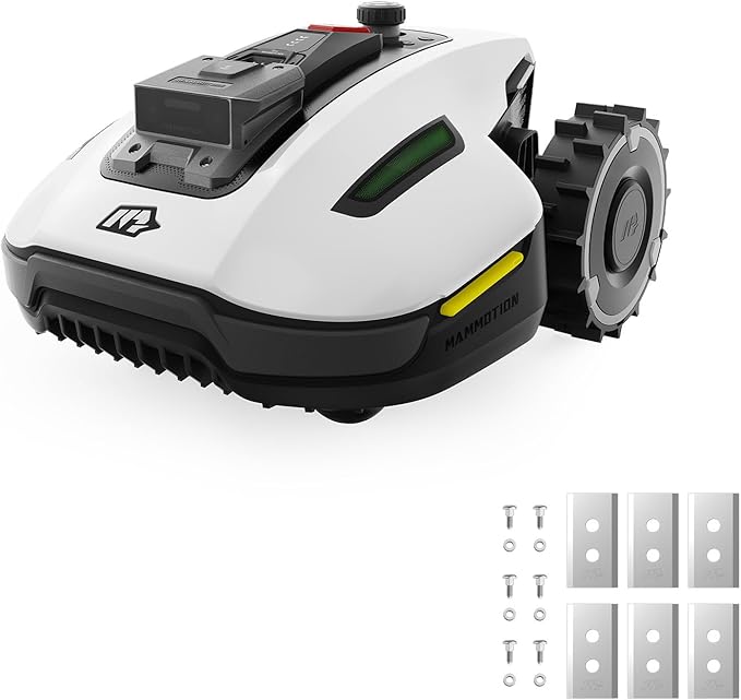 Mammotion YUKA Mini 500H Robotic Lawn Mower with Replacement Blades, Reception 0.12 Acre,Max. 0.25 Acre, UltraSense AI Vision & RTK Auto-Mapping, 50% Slope, Cutting Height 2''~3.5'', 15 Mowing Zones