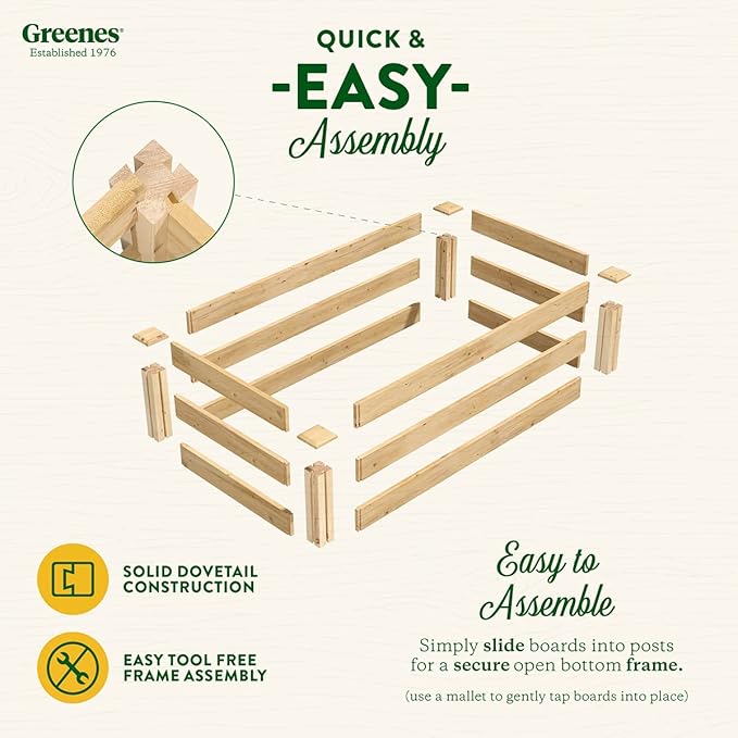 Greenes Fence Original Cedar Raised Garden Bed, 2' x 4' x 10.5" (3-Pack) - Made in USA with North American Cedar