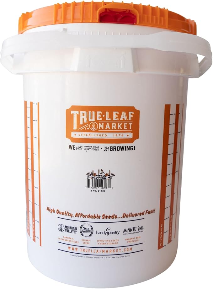 5 Gallon Bucket with Easy On/Off Ratcheting Lid - 3 Buckets - HDPE, Food Grade, BPA Free - Gardening & Composting Info - All Purpose Pail