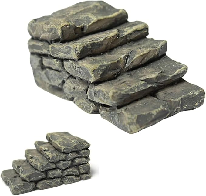 3 Pcs Miniature Resin Bridge Stair Stone Straight Bridge Stairs Stone Steps Garden Fairy Ornament Flower Pot Plant Micro Landscaping Decor Bonsai Craft Straight Stairs Outdoor Statues Outdoor Décor