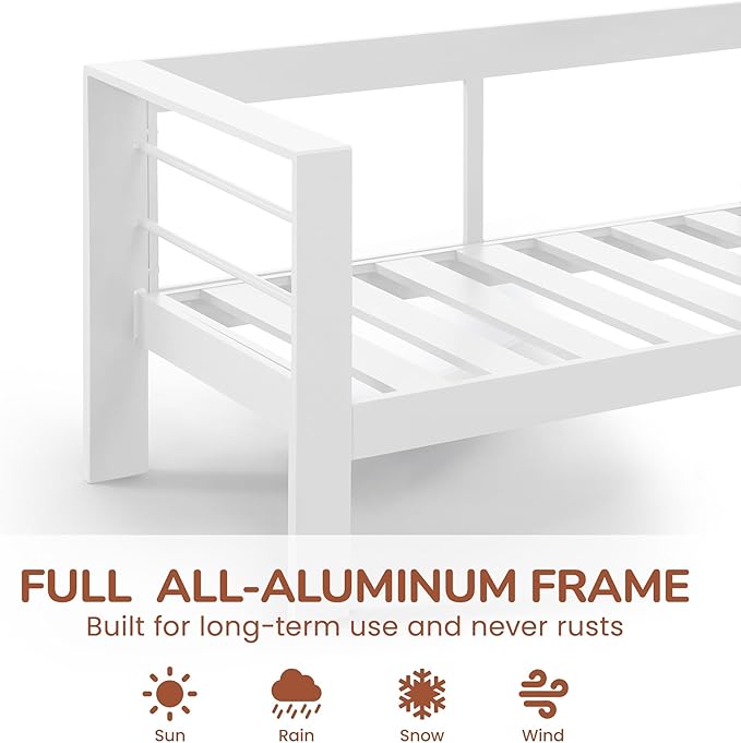 Solaste Aluminum Patio Furniture Set for All Weather, Oversized Metal Outdoor Furniture Set with 27.5" Deep Seating and 3.2" Wide Armrest, Outdoor Patio Conversation Set with 5" Cushion, White