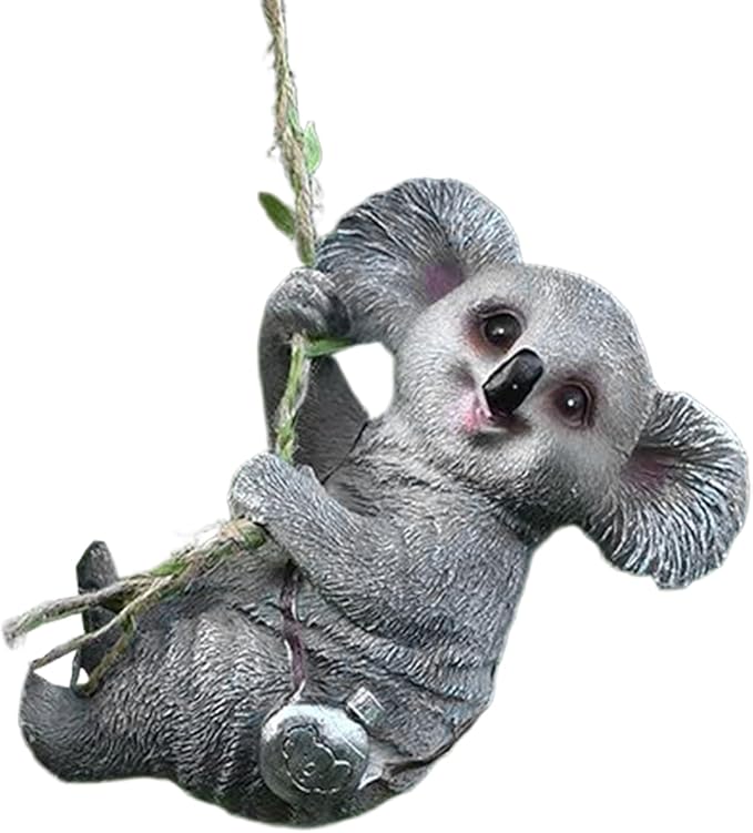 Outdoor Koala Resin Hanging - Rope Decor Statue, Animal Suspended Ornament, Ideal for Outdoor Patio, Lawn & Courtyard Decoration, Housewarming Gift for Friends