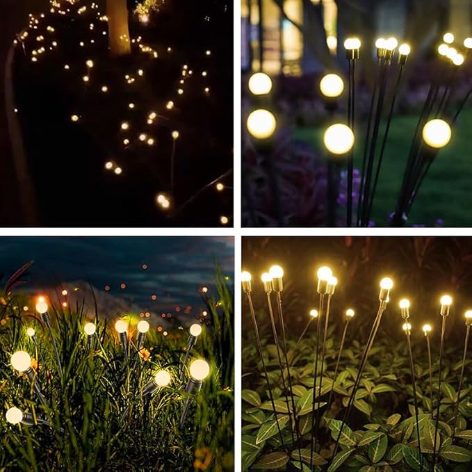 ANTQUE 8 Pack Swaying Starburst Solar Lights, Vibrant Outdoor Lights, Waterproof Yard Patio Pathway Decoration