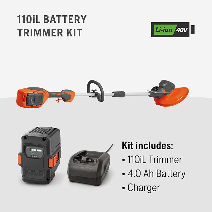 Husqvarna 110iL FLXi Cordless Grass Trimmer and Edger, Attachment Capable Battery Weed Trimmer with 4 Ah Battery and Charger Included, Extension Pole for Longer Reach