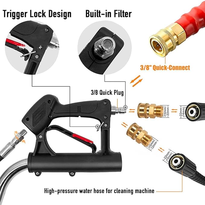 DYRABREST 39" Surface Cleaner Water Broom 5000 PSI Undercarriage Pressure Washer with 7 Nozzles, Professional Power Washer Broom Attachment for Hot and Cold Water Pressure Washer