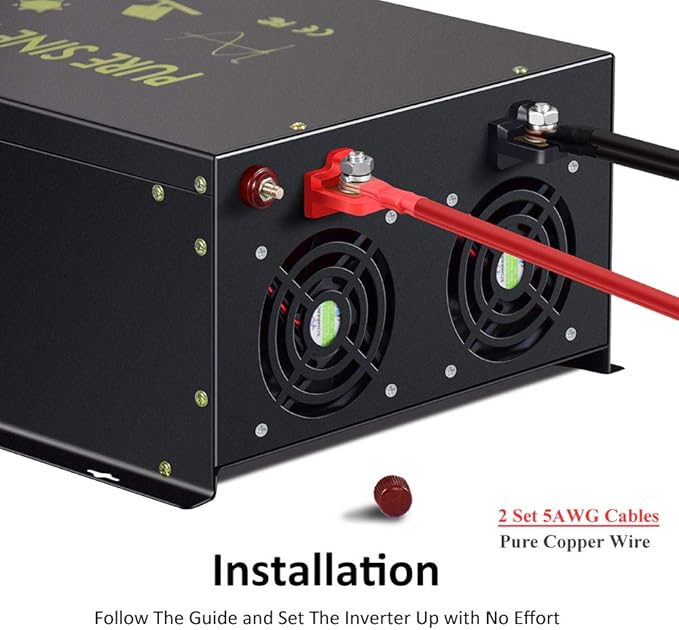 WZRELB 5000W 36V 110V Pure Sine Wave Power Inverter with 4 AC Outlets,Bipolar High-Frequency Inverter