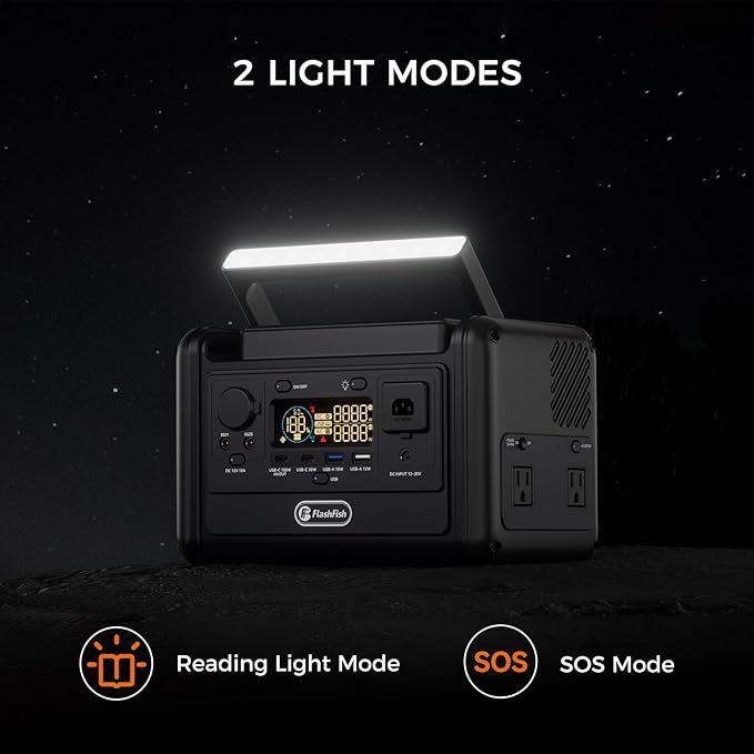 Flashfish T300pro 300W Portable Power Station 230Wh LiFeP04 Battery, 600w Surge, Pure Sine Wave AC Outlets, 100W USB-C PD, 1.2H Fast Recharge, Solar Generator for Camping, Rv, Outdoor &Emergency Use