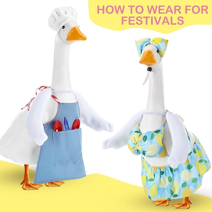 2 Pcs Poseable Goose Wings for 15”- 20" Porch Lawn Goose Outfit Accessories Poseable White Wings for Outdoor Patio Yard Lawn Art Decoration (Rippled Edge)