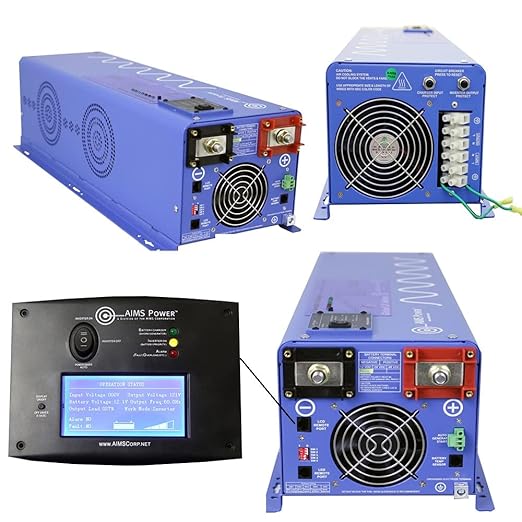 AIMS Power 4000 Watt / 12000 Watt Peak Pure Sine Inverter Charger 24 Volt DC to 120 Volt AC with LCD Remote