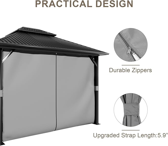 BPS 10' x 10' Gazebo Curtain Privacy 4-Panel Sidewall Outdoor Replacement Shade (Only Curtain)