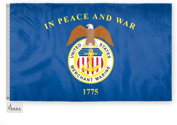 AGAS United States Merchant Marines Flag 3x5 Ft - Printed Durable Polyester USA Merchant Marines Flag