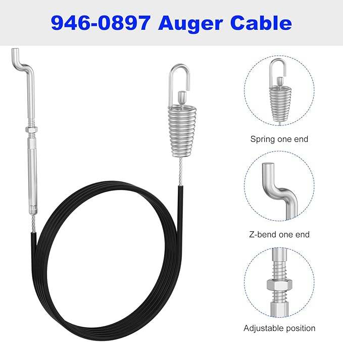 946-0897 Snowblower Drive Cable for Craftsman Cub-Cadet Yard-Machine MTD Troy-Bilt Ryobi Snow Blowers/Snow Thrower Replace 746-0897 746-0897A 946-0897A 677-0424 Auger Control Cable