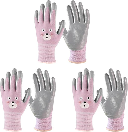 ANDANDA Kids Gardening Gloves, Nitrile Coated Children Yard Work Gloves with Grip, Suitable for Toddlers, Children, Girl, Boy