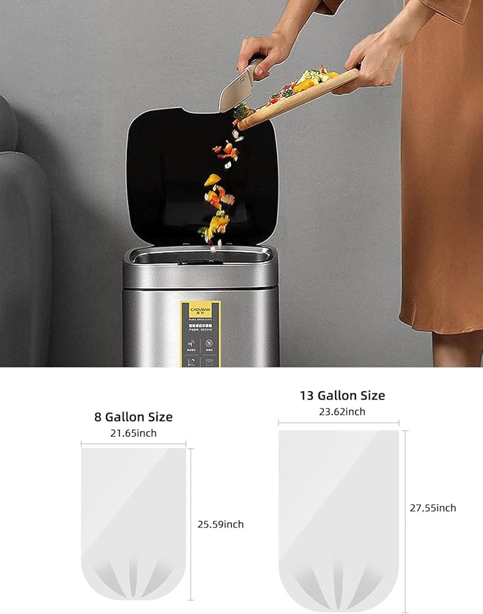 8 Gallon Trash Bags, 40 Counts, Flag Garbage Bags with No Flaps and No Ties, 55 * 65cm, 7g/pcs,Unscented, Black