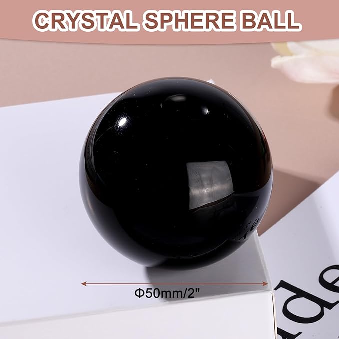 uxcell 50mm/2" Crystal Sphere Ball Glass Solid Decorative Sphere Crystal Ball Prop Ornament for Feng Shui Divination Fortune Telling Tabletop Fountain Decoration, Black