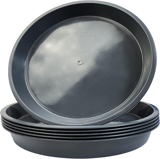 6 Pack Plant Saucer 12 14 16 18 20 22 Inch Plastic Plant Tray, Sturdy and Durable Flower Pot Container Accessories Plant Pot Saucers for Indoor and Outdoor (18 Inch, Gray)