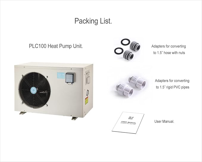 Swimming Pool Heat Pump, Pool Heater for In-Ground and Above Ground Pools, Max Output 37960BTU, Electric Heater Pump for Pools, Inverter Heating System, 208~230V/60Hz