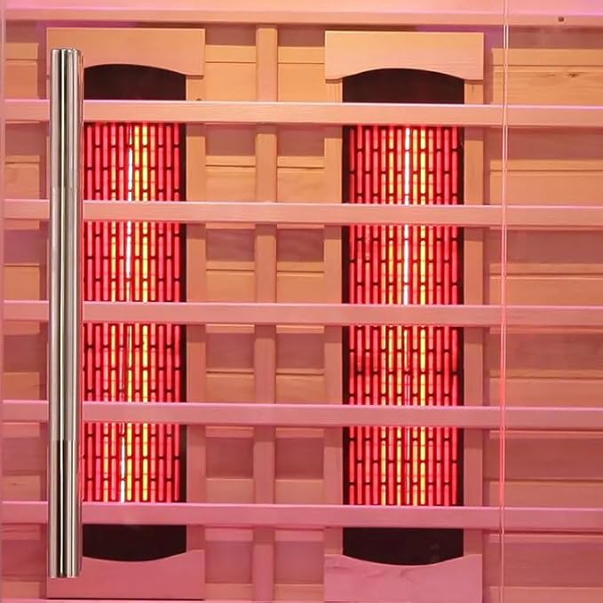 4 People Indoor Infrared Sauna, Low EMF Full Spectrum Red Heater with Carbon Heating Panels, Canadian Hemlock Wood, WiFi Control, 7-Color Starry Light, Reading Lamp, 2700W, 220V