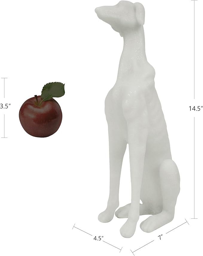 Greyhound Sculpture, White Resin Dog Statue for Home Decor, Coffee Table, Entryway Table, Bookshelf, Living Room, Gifts for Dog Lovers Housewarmings, 14.5 Inch Tall