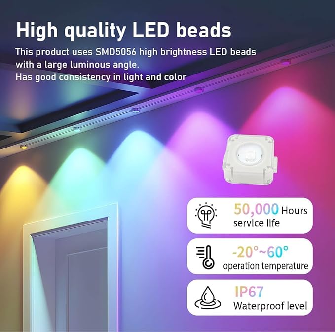 Permanent Outdoor RGB String Lights, 300ft Smart Eaves Lights with App/Remote Control, IP67 Waterproof for Holidays, Christmas and Daily Lighting