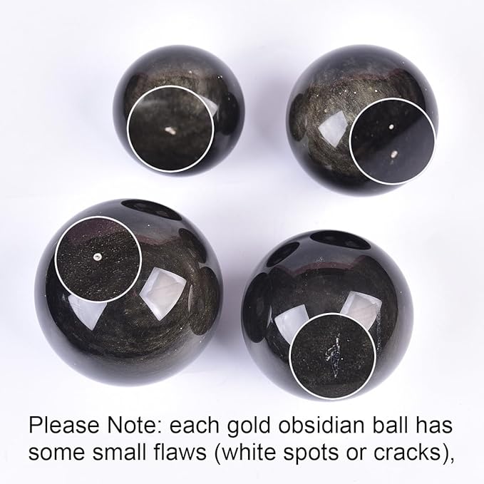 JIC Gem Large Golden Obsidian Crystal Ball with Stand Natural Quartz Crystal Sphere Healing Ornament Witchcraft Meditation Home Decor 3.5-4 inch(90-100mm)