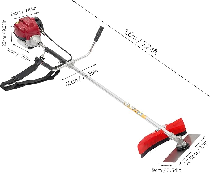 35.8cc 4-Stroke Gas Powered Grass Trimmer/Edger, 12" Weed Wacker Gas Powered, 1050W Manganese Steel Blade, Lawn Mower & Boat Propeller for Yard, Orchard, Fishing Boat