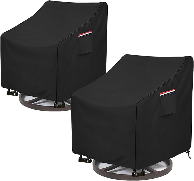 Okcool Outdoor Swivel Chair Cover 2 Pack,Outdoor Furniture Patio Chair Covers Waterproof Clearance,(30" W x 34" D x 38.5" H) Outdoor Lawn Patio Furniture Covers,Black