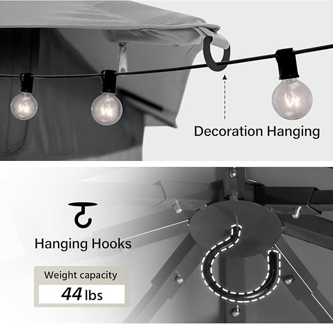 LAUSAINT HOME Outdoor Patio Gazebo 10'x10' with Expansion Bolts, Heavy Duty Gazebos Shelter Party Tent with Double Roofs, Mosquito Nettings and Privacy Screens for Backyard, Garden, Lawn, Smoke Grey