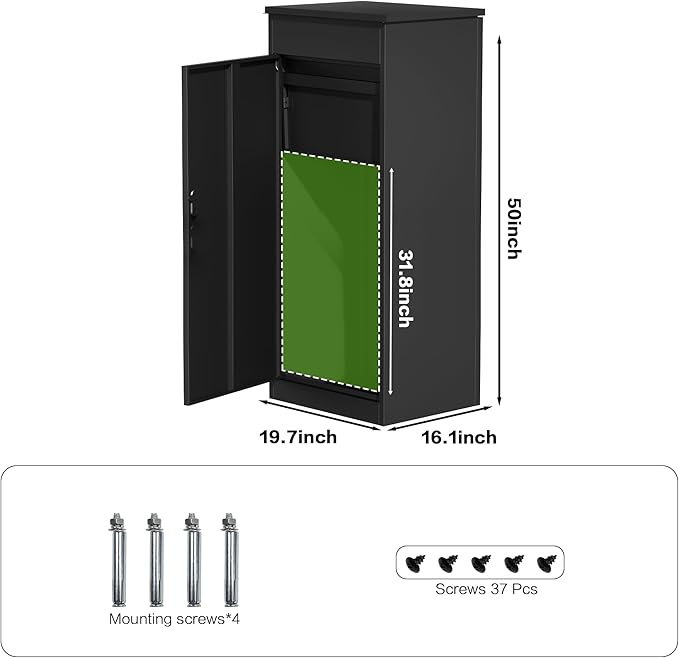 Package Delivery Boxes for Outside,Enlarged Porch Box for Packages with Coded Lock,Large Space,Waterproof,Cold-Rolled Steel Package Lock Box (19.7”x16.1”x50”)