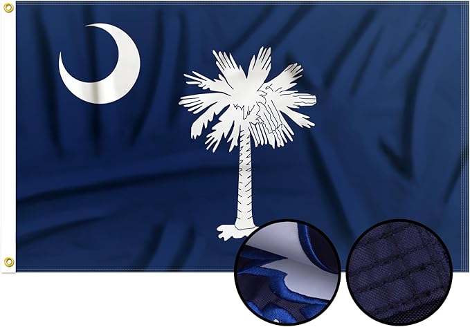 FLAGWIN South Carolina Flag 3x5 FT - Embroidered Polyester South Carolina State Flags with Brass Grommets - Vivid Color and Fade Proof State of SC Flag 3x5 Outdoor