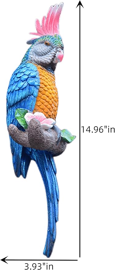 Tropical Hanging Parrot Decor,Real Resin Bird Figurines,Bird Statues,Home Ornament Decor for Tiki Bar,Perfect for Yard Ornaments,Tree Decorations Outdoor,Patio,Lawn,Tree Trunk, Porch