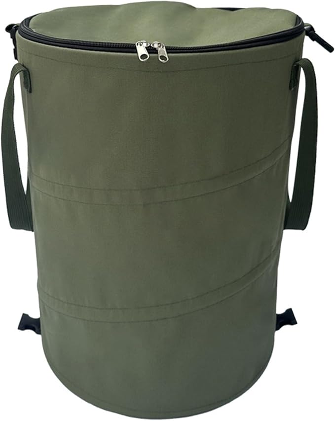 Zunate Collapsible Lawn and Leaf Bag, 24 Gallon Collapsible Trash Can, Reusable Outdoor Yard Waste Leaf Bag Garden Garbage Bin, Garden Garbage Bag with Lid, Lawn and Leaf Bags for