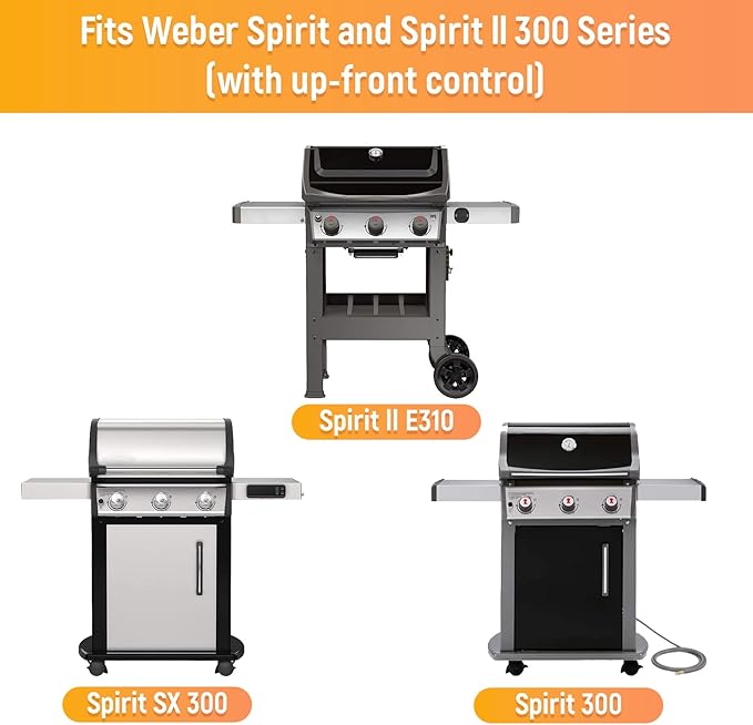 7636 Flavorizer Bars and 69787 Grill Burner for Weber Spirit I & II E-310 E-320 E-330 S-310 S-320 S330 (Front-Mounted Control), 15.3" Heat Plates & 18" Grill Burner Tube, Porcelain Steel