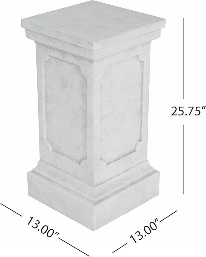 Decorative Roman Column Pedestal Column Plant Stand, Vintage European Style Classical Garden Pillar, Indoor Outdoor Decor, Pedestal Columns Plants Standing for Entryway Garden Yard Home (Antique White/25.75''H)