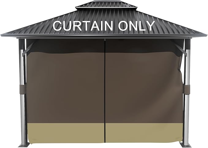 BPS 10' x 13' Gazebo Curtain Privacy 4-Panel Sidewall Outdoor Replacement Shade (Only Curtain)