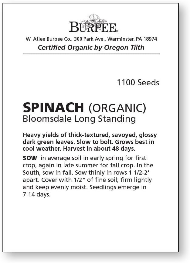 Burpee Bloomsdale Spinach Seeds 1100 seeds